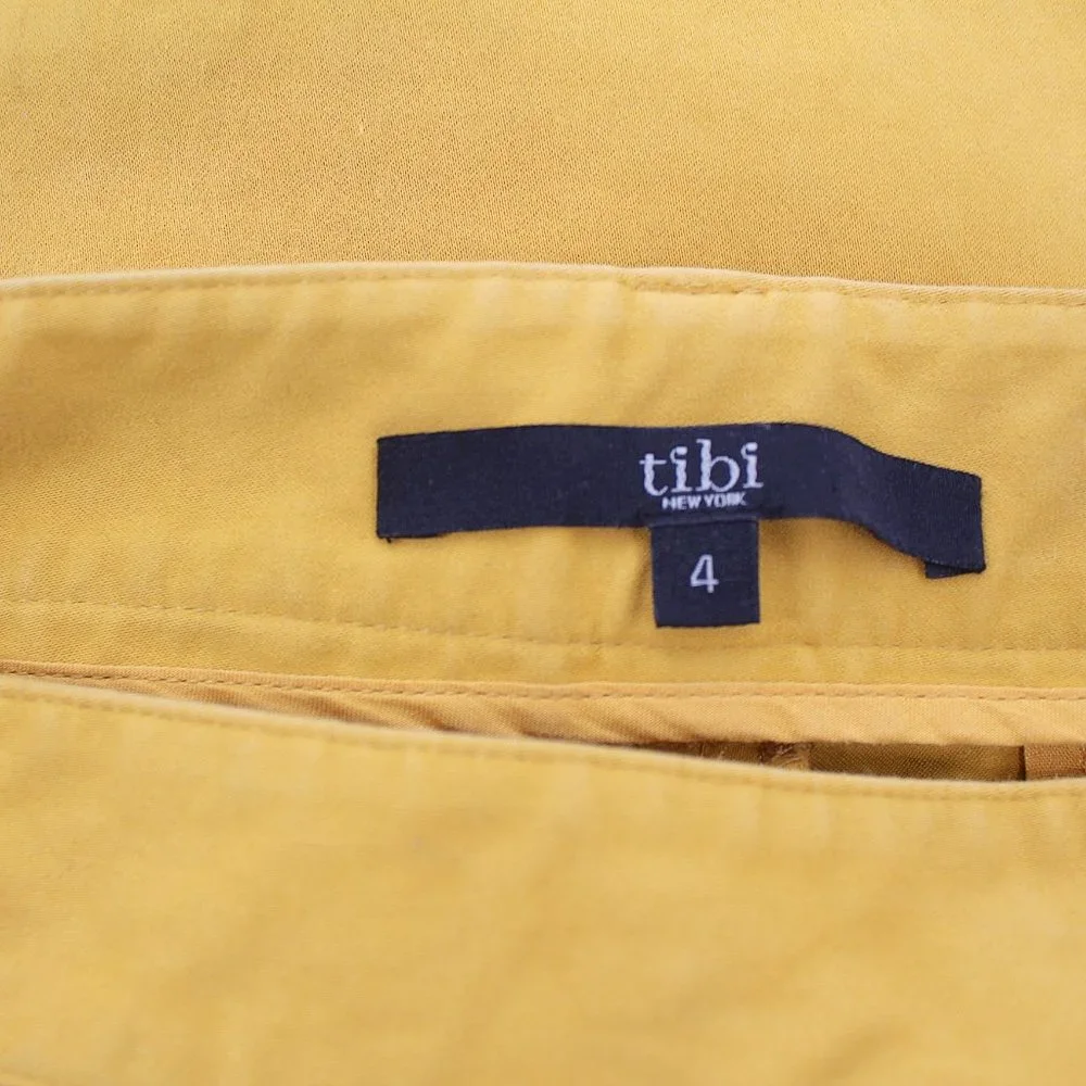 Tibi Turmeric Yellow Slim Chino Pants Cotton Stretch Tab Waist Trousers SZ 4 SM - Picture 5 of 10